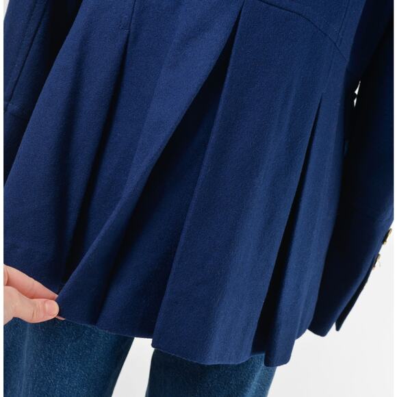 Michael Kors Navy Blue Wool Military Style Peacoat with Gold Buttons XL - Picture 6 of 8